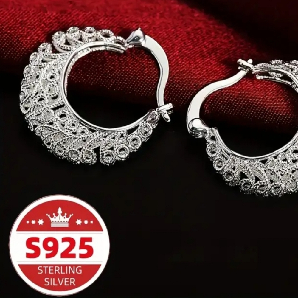 Sterling Silver Hoops - Picture 2 of 4